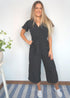 The Wrap Jumpsuit - Midnight Black Cotton dubai outfit dress brunch fashion mums