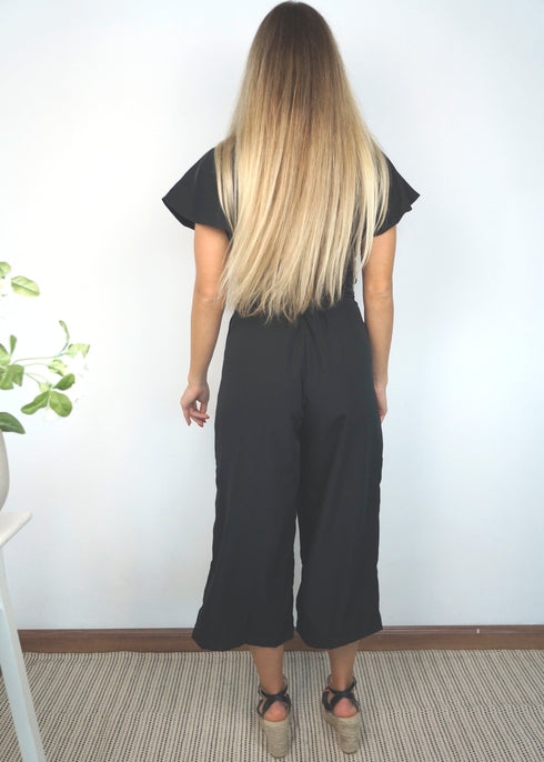 The Wrap Jumpsuit - Midnight Black Satin dubai outfit dress brunch fashion mums