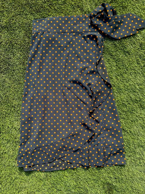 Navy Mustard Polka Wrap Skirts - FLASH SALE! dubai outfit dress brunch fashion mums