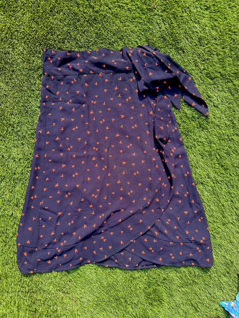 Navy Neon Coral Birds Wrap Skirts - FLASH SALE! dubai outfit dress brunch fashion mums