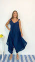 blue jumpsuit