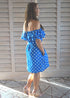 BARDOT DRESS The Belted Bardot Dress - Royal Blue Polka dubai outfit dress brunch fashion mums
