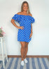 BARDOT DRESS The Belted Bardot Dress - Royal Blue Polka dubai outfit dress brunch fashion mums