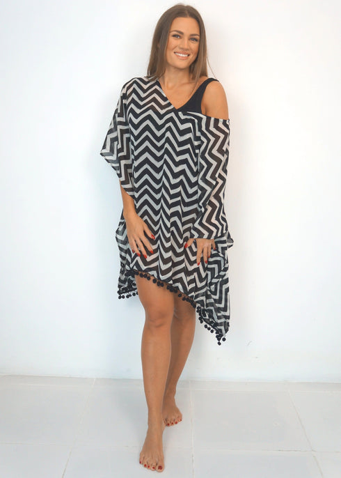 Beach Kaftan The Beach Kaftan - Black & White Painted Chevron dubai outfit dress brunch fashion mums