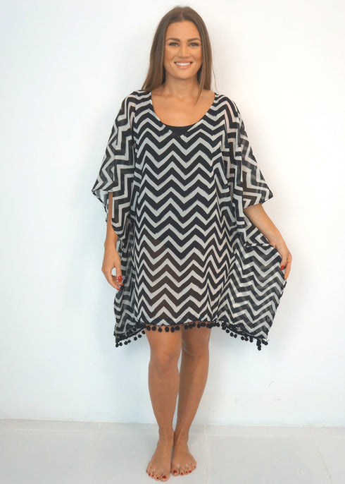 Beach Kaftan The Beach Kaftan - Black & White Painted Chevron dubai outfit dress brunch fashion mums