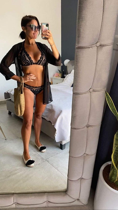 Beach Kaftan The Beach Shirt - Black Chiffon dubai outfit dress brunch fashion mums