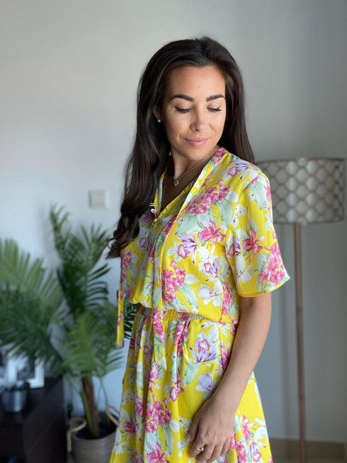 Beach Kaftan The Leah Dress - Summer Yellow Floral dubai outfit dress brunch fashion mums