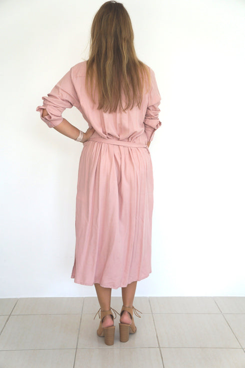 Beach Kaftan The Sara Midi Shirt Dress - Dusty Pink dubai outfit dress brunch fashion mums