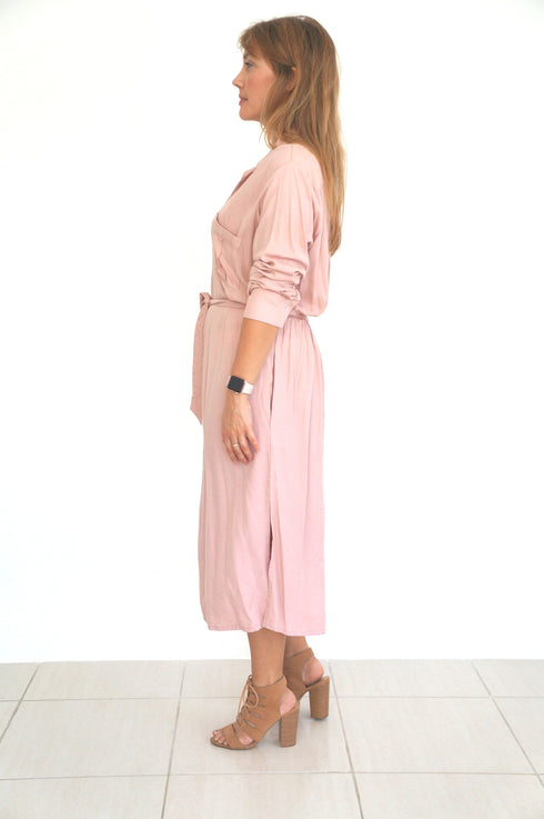 Beach Kaftan The Sara Midi Shirt Dress - Dusty Pink dubai outfit dress brunch fashion mums