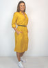 Beach Kaftan The Sara Midi Shirt Dress - Mustard Yellow dubai outfit dress brunch fashion mums