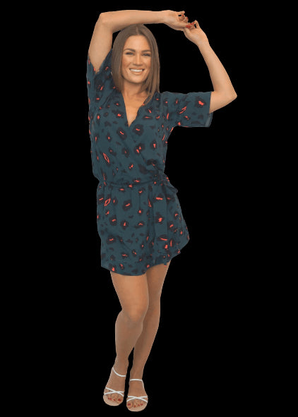 Clothing The Ella Rae Wrap Playsuit - Forest Leopard dubai outfit dress brunch fashion mums