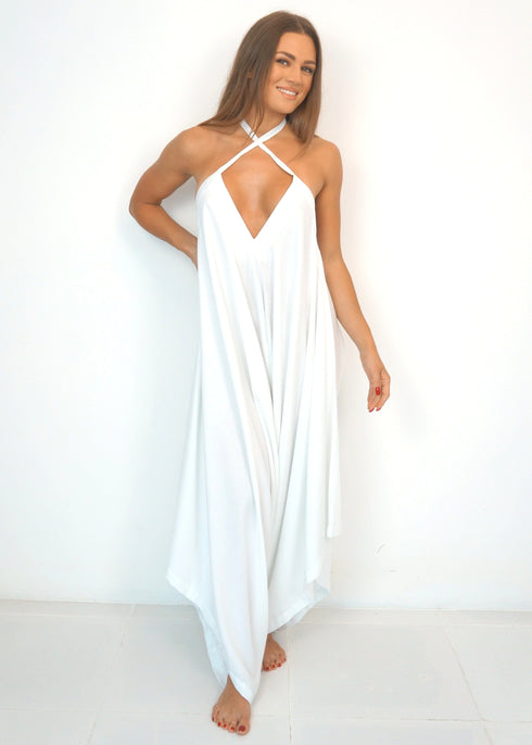 Clothing The Harem Jumpsuit - Pure White Rayon dubai outfit dress brunch fashion mums