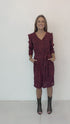 The V Classic Dress  w/ Elastic Cuff Sleeves - Maroon Animal