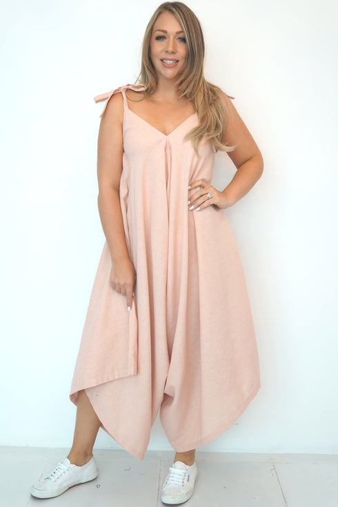 Dress The Harem Jumpsuit - Dusty Pink Linen dubai outfit dress brunch fashion mums