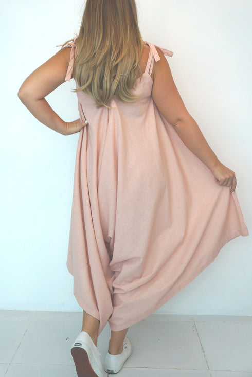 Dress The Harem Jumpsuit - Dusty Pink Linen dubai outfit dress brunch fashion mums