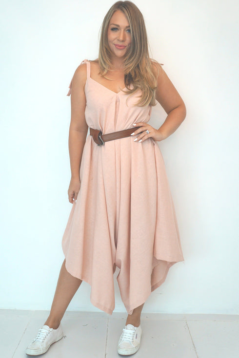 Dress The Harem Jumpsuit - Dusty Pink Linen dubai outfit dress brunch fashion mums