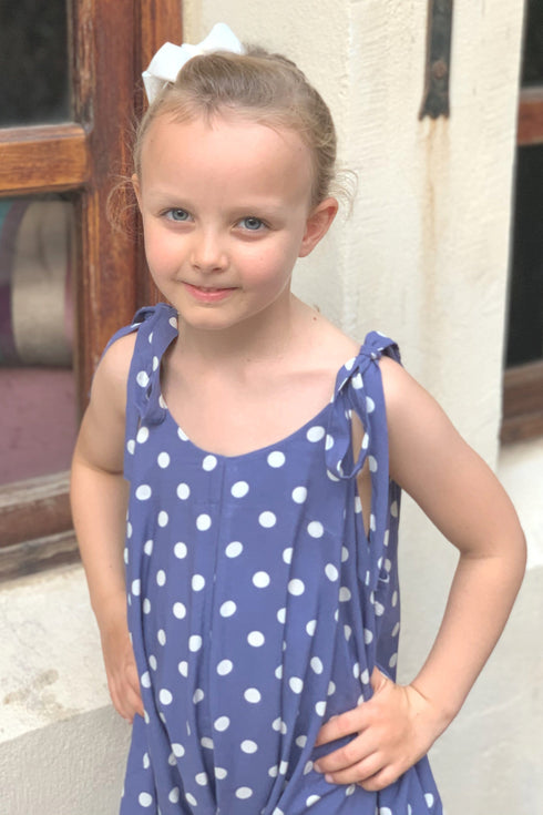 Dress The Little Jumpsuit - Cornflower Blue White Spots dubai outfit dress brunch fashion mums