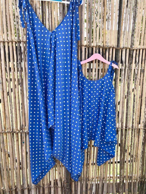 Dress The Little Jumpsuit - Cornflower Blue White Spots dubai outfit dress brunch fashion mums