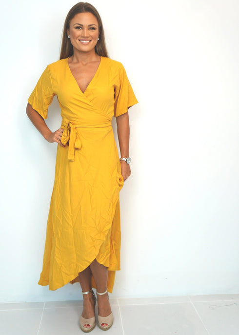 Dress The Maxi Wrap Dress - Classic Mustard dubai outfit dress brunch fashion mums