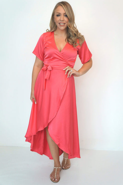 Dress The Maxi Wrap Dress - Coral Blush Silk dubai outfit dress brunch fashion mums