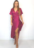 Dress The Maxi Wrap Dress - Deep Pink Satin dubai outfit dress brunch fashion mums
