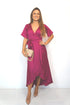 Dress The Maxi Wrap Dress - Deep Pink Satin dubai outfit dress brunch fashion mums