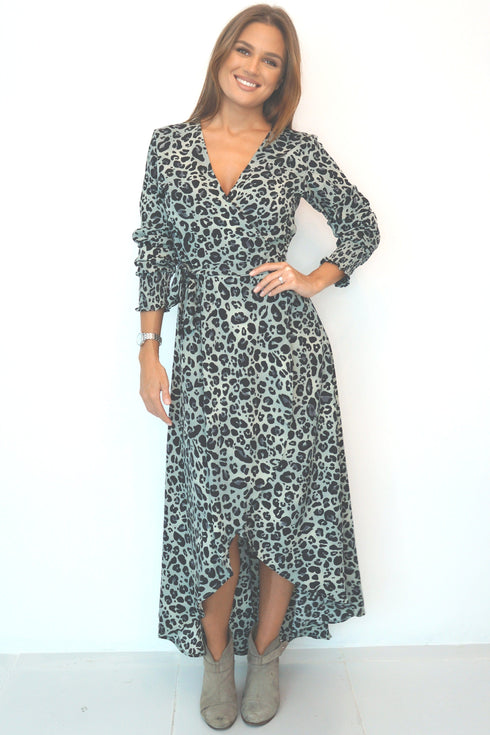 Dress The Maxi Wrap Dress - Grey Pewter Animal dubai outfit dress brunch fashion mums