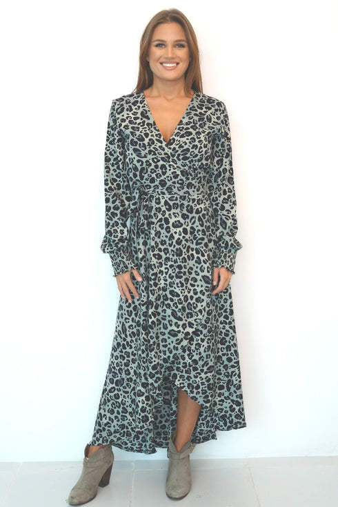 Dress The Maxi Wrap Dress - Grey Pewter Animal dubai outfit dress brunch fashion mums