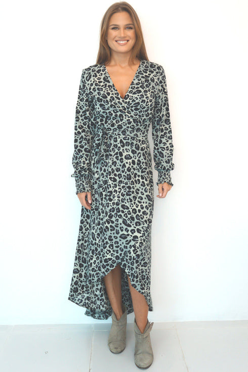 Dress The Maxi Wrap Dress - Grey Pewter Animal dubai outfit dress brunch fashion mums