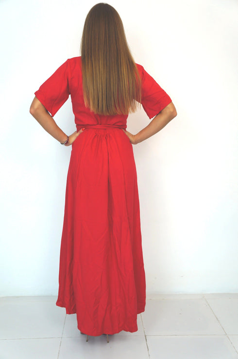 Dress The Maxi Wrap Dress - Mac Red dubai outfit dress brunch fashion mums