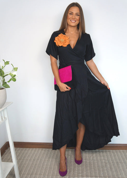Dress The Maxi Wrap Dress - Midnight Black dubai outfit dress brunch fashion mums