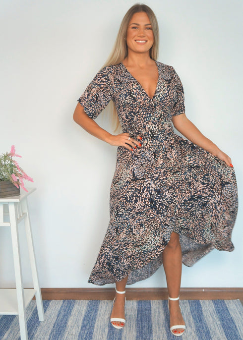 Dress The Maxi Wrap Dress - Peacock Feathers dubai outfit dress brunch fashion mums