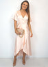 Dress The Maxi Wrap Dress - Perfect Nude Satin dubai outfit dress brunch fashion mums