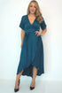 Dress The Maxi Wrap Dress - Petrol Blue Satin dubai outfit dress brunch fashion mums