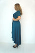 Dress The Maxi Wrap Dress - Petrol Blue Satin dubai outfit dress brunch fashion mums