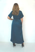 Dress The Maxi Wrap Dress - Petrol Blue Satin dubai outfit dress brunch fashion mums