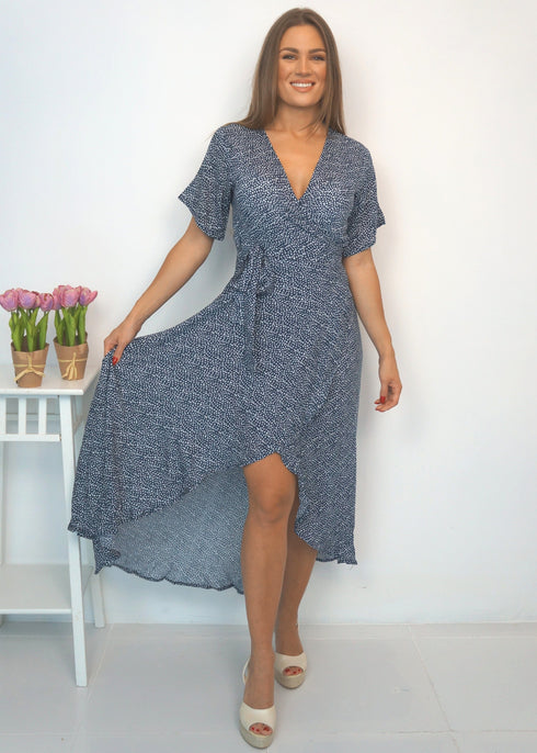 Dress The Maxi Wrap Dress - Riviera Blues dubai outfit dress brunch fashion mums
