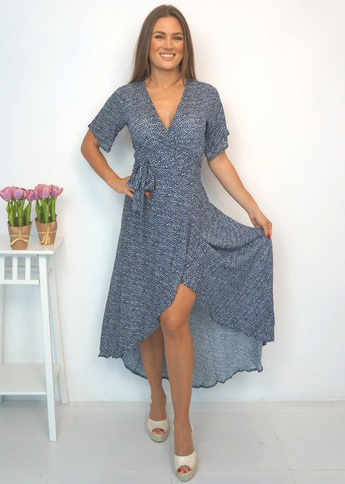 Dress The Maxi Wrap Dress - Riviera Blues dubai outfit dress brunch fashion mums