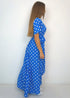 Dress The Maxi Wrap Dress - Royal Blue Polka dubai outfit dress brunch fashion mums