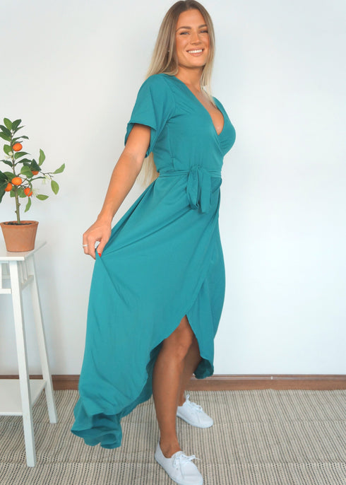 Dress The Maxi Wrap Dress - Summer Teal dubai outfit dress brunch fashion mums