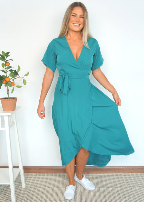 Dress The Maxi Wrap Dress - Summer Teal dubai outfit dress brunch fashion mums