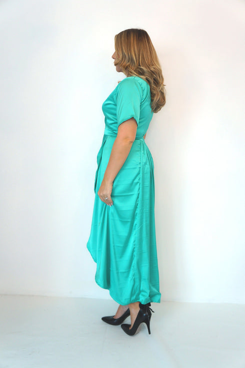 Dress The Maxi Wrap Dress - Teal Silk dubai outfit dress brunch fashion mums