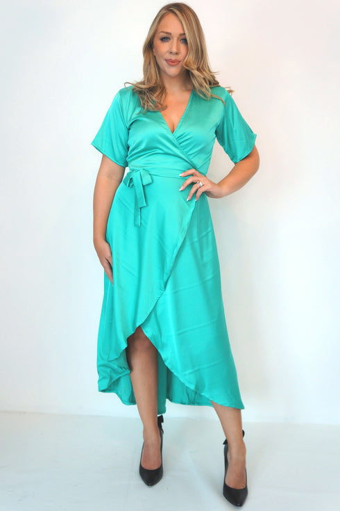 Dress The Maxi Wrap Dress - Teal Silk dubai outfit dress brunch fashion mums