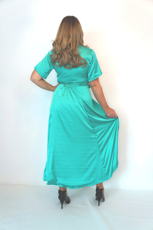 Dress The Maxi Wrap Dress - Teal Silk dubai outfit dress brunch fashion mums
