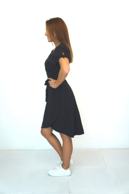 Dress The Midi Wrap Dress - Midnight Black dubai outfit dress brunch fashion mums