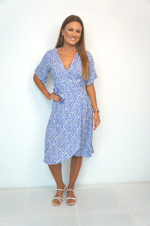 Dress The Midi Wrap Dress - Painted Riviera dubai outfit dress brunch fashion mums