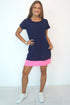 Dress S The Mini Anywhere Dress - Navy w/ Neon Pink Colour Block dubai outfit dress brunch fashion mums
