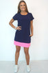 Dress S The Mini Anywhere Dress - Navy w/ Neon Pink Colour Block dubai outfit dress brunch fashion mums