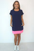 Dress S The Mini Anywhere Dress - Navy w/ Neon Pink Colour Block dubai outfit dress brunch fashion mums
