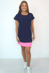 Dress S The Mini Anywhere Dress - Navy w/ Neon Pink Colour Block dubai outfit dress brunch fashion mums